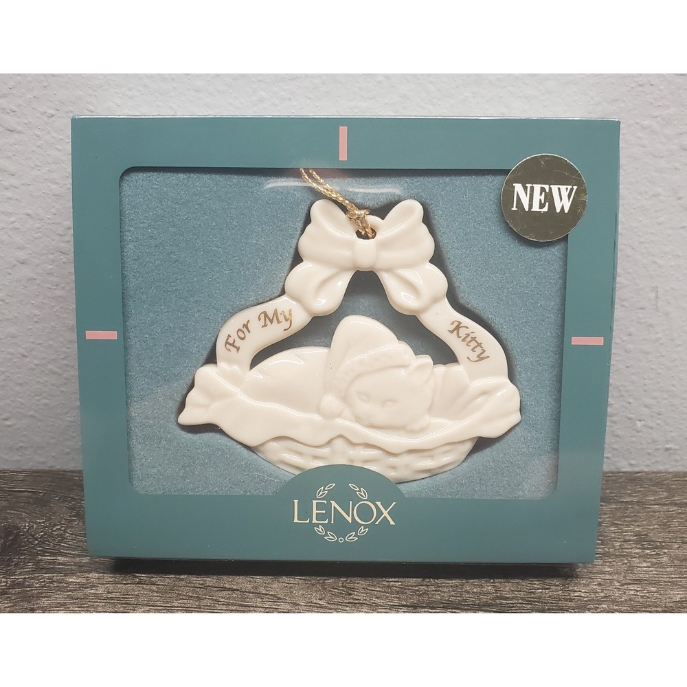 Vintage Lenox "For My Kitty" Christmas Porcelain Cat Ornament NEW IN BOX